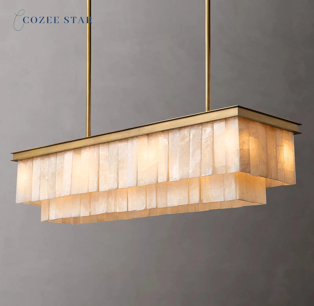 Glace Calcite Rectangular Chandeliers Lustre Modern Vintage LED Marble Brass Chrome Ceiling Lamps Dining Room Pendant Lights