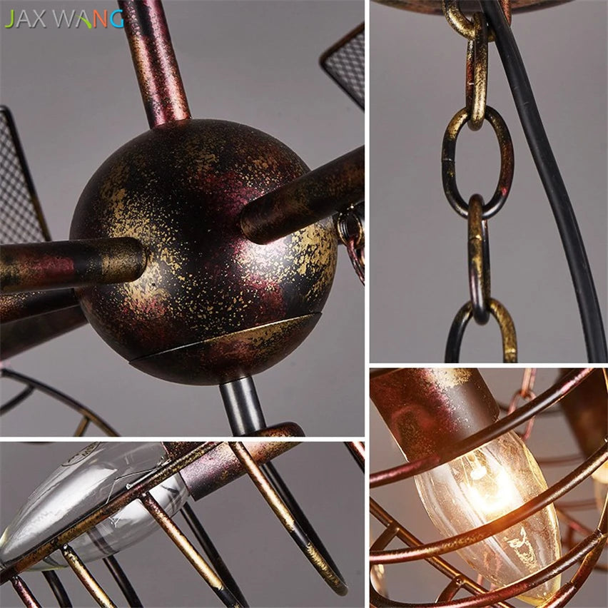 JW Industrial Satellite Retro Iron Chandeliers Nostalgic Chandeliers for Living Room Studio Bar Indoor Lighting Fixtures Decor