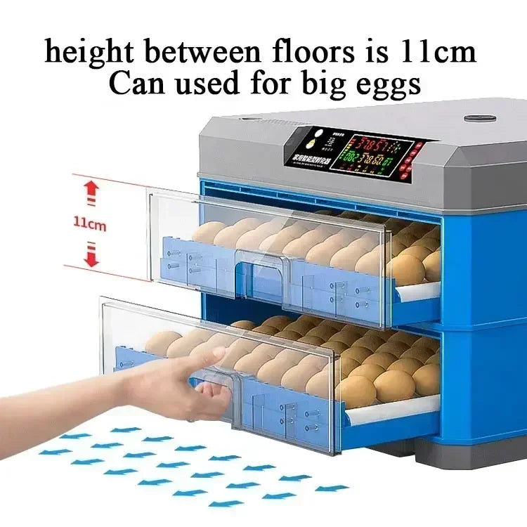 256-500 Capacity Egg Incubator Fully Automatic Dual Power Hatching Machine Chick Roller