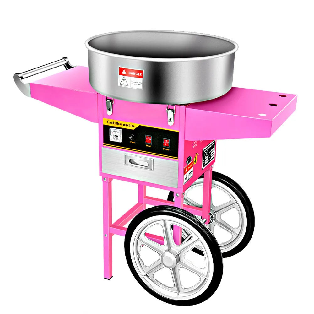 Industrial Fairy Pink Candy Sugar Maker Vending Commercial Cotton Candy Floss Maker Cart Machine For Sale