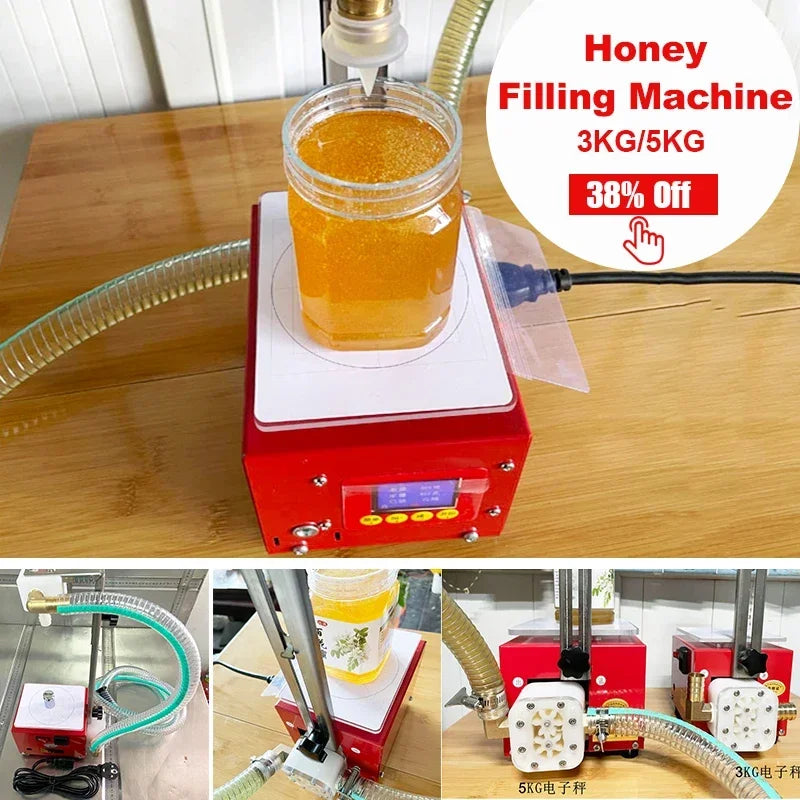 5KG Smart Honey Filling Machine 2022 New Commercial Gear Pump Driving Input Honey Liquid Automatic Max Filler Food Processor