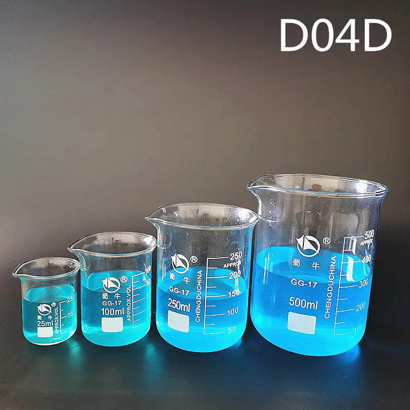 25ml-800ml 1Set Lab Borosilicate Glass Beaker All Sizes Chemical Experiment Laboratory Equipment Measuring Cup