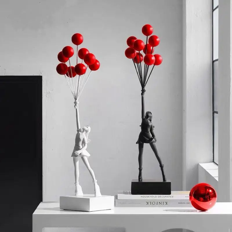 Banksy Banksy Balloon Girl Statue Bomb Girl Healing Sculpture Flying Balloon Girl England Art House Decoration Christmas Gift