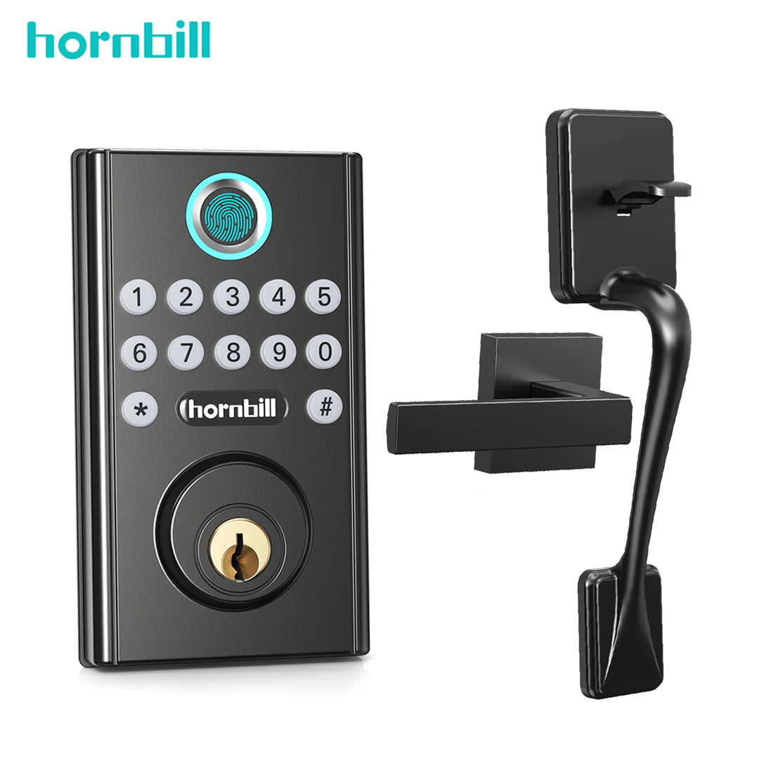 Hornbill Smart Keyless Entry Door lock Pull Handle Set Knob Digital Electronic Fingerprint Locks Key For Security Home Furniture