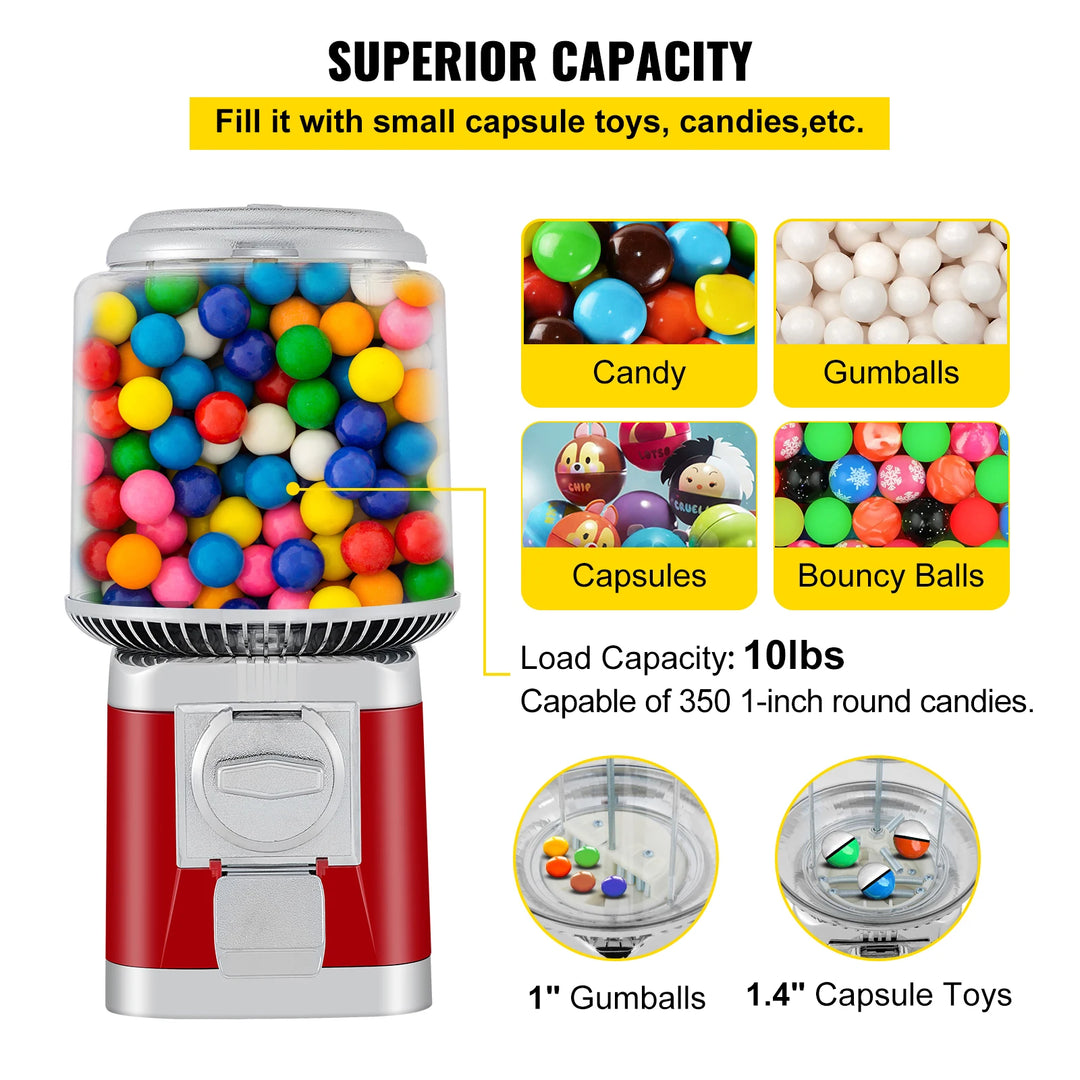 VEVOR Gumball Machine,Candy Vending Machine,Commercial Gumball Vending Machine Metal Gumball Dispenser Machine for Home Offcie