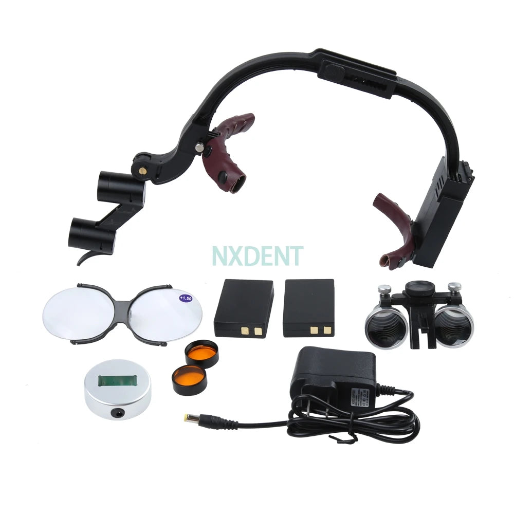 Dental LED Headlight Headband Ajustable Binocular Loupes 2.5X/3.5X  5W Dentist Surgical Headlamp Dentistry Binocular Magnifier