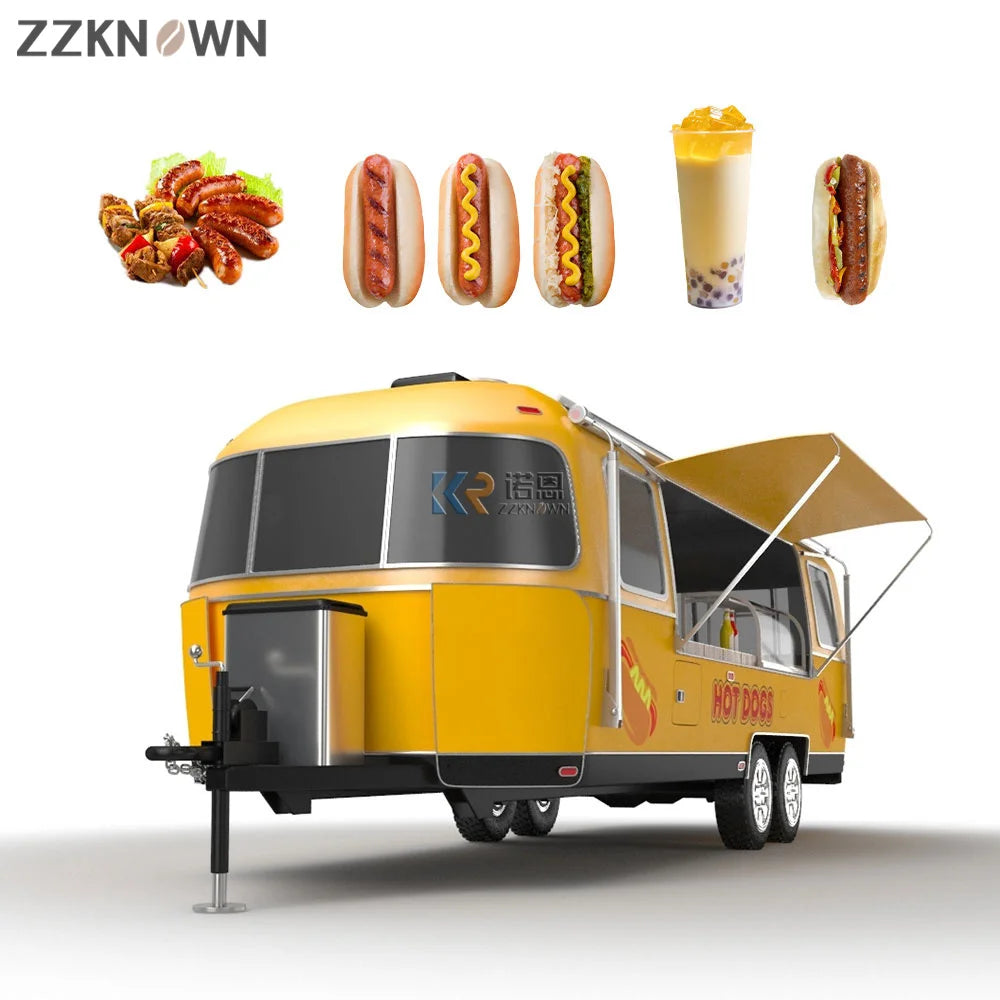 OEM Mobile Airstream Catering Food Trailer Cart 26ft Coffee Catering Van Stainless Steel Kiosk With Cooking Equipment