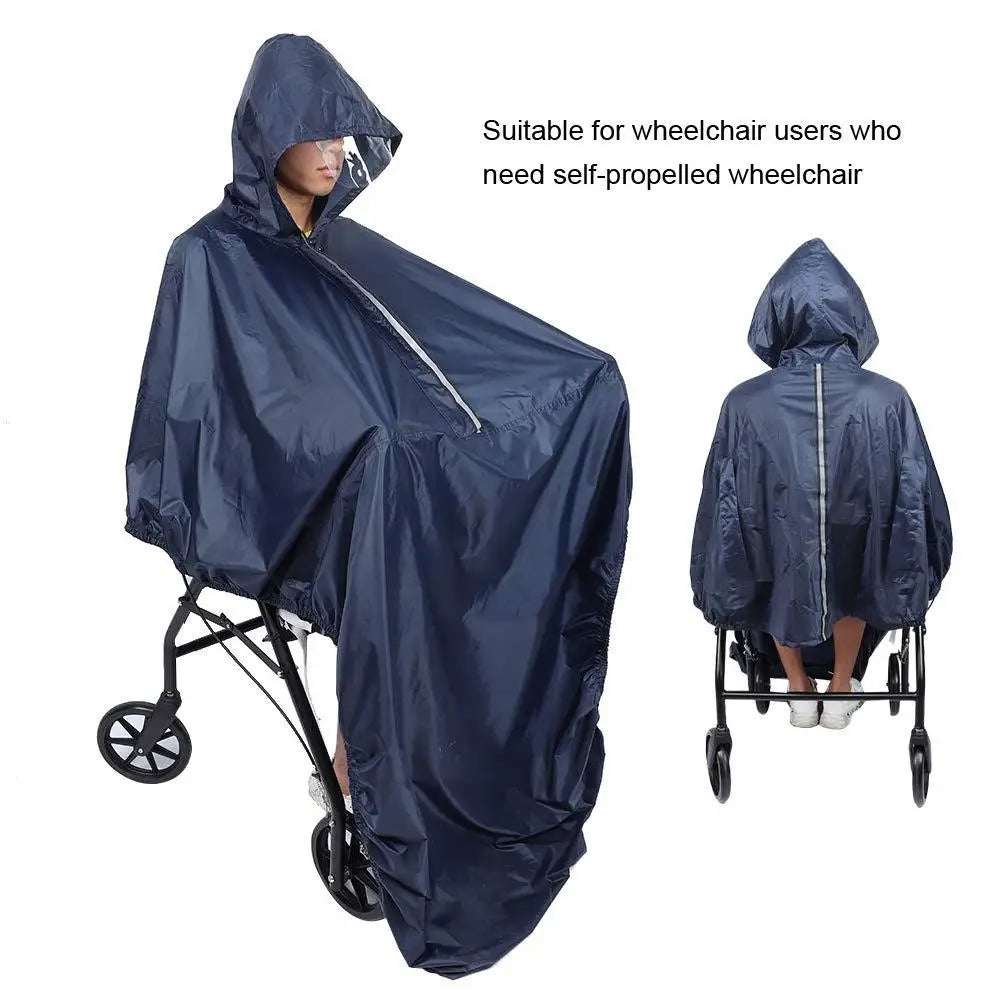 Waterproof Rain Poncho for Wheelchair Reflective Strip Large Raincoat with Hood Disabled People Outdoor Rain Coat Rainwear