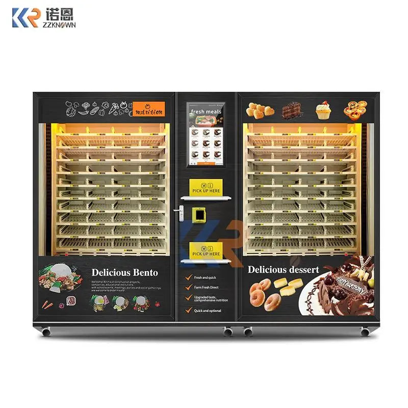 Microwave Heating Hot Food Vending Machine Automatic Fast Food Vending Machine For Meals Soup Hamburger Lunch Box Frozen Food