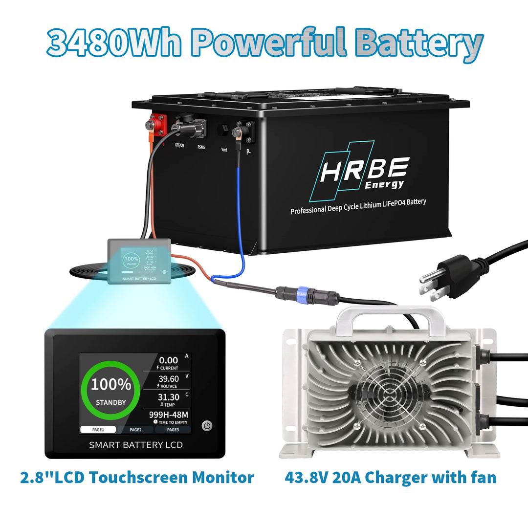 HRBE Lithium Golf Cart Battery  36V 38.4V 100Ah 105Ah 5Kw Lifepo4 Golf Cart Batteries 48 Volt Electric Golf Car Battery Pack