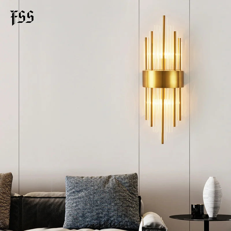 Modern Gold Crystal Wall Lights Bedside For Bedroom Living Room Home Decoration LED Sconce Bathroom Indoor Fixtures