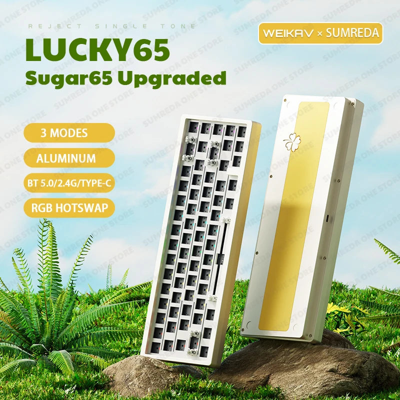 Weikav Lucky 65keys Sugar65 V2 Lucky65 Custom Wireless Aluminum Mechanical Keyboard Kit RGB Bluetooth 2.4G Wired Gaming Keyboard