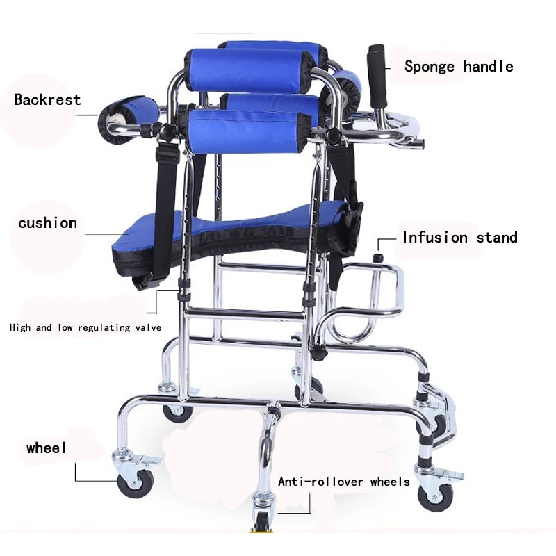 Walker Walking Chair Lower Limb Training Standing Frame with Wheeled Crutches