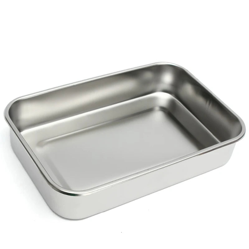 1Pc Dental Thickened Stainless Steel Disinfection Box Box Disinfection Tray Square Plate Cover Surgical Instruments