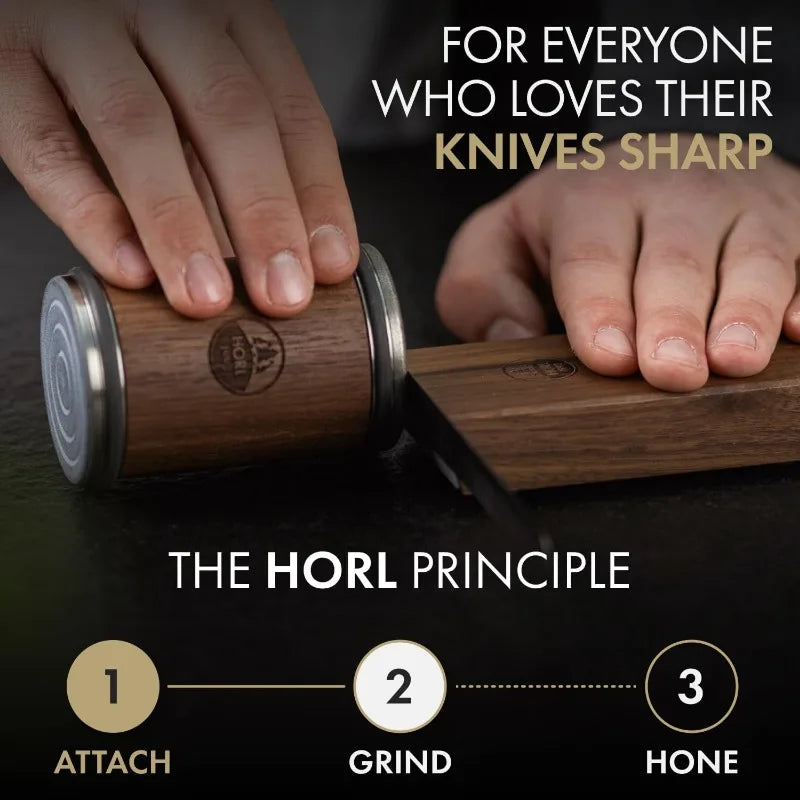 HORL 2 Walnut Rolling Knife Sharpener Engineered in Germany for Straight Edge with Industry Diamond