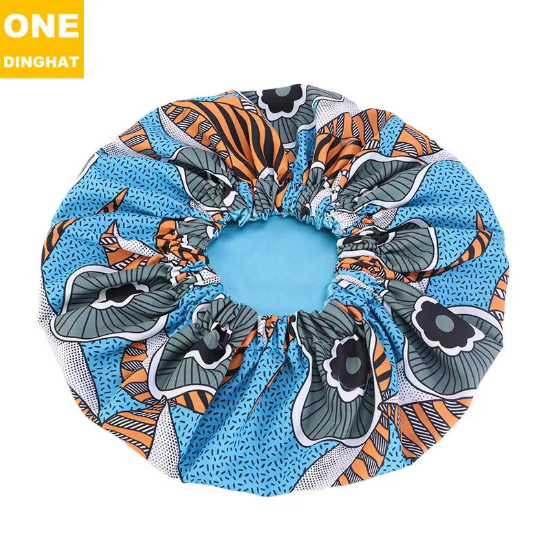 2020 New No. plus-Sized African Printing round Cap Double-Layer Satin Lining Wide Edge Nightcap Chemotherapy Hat