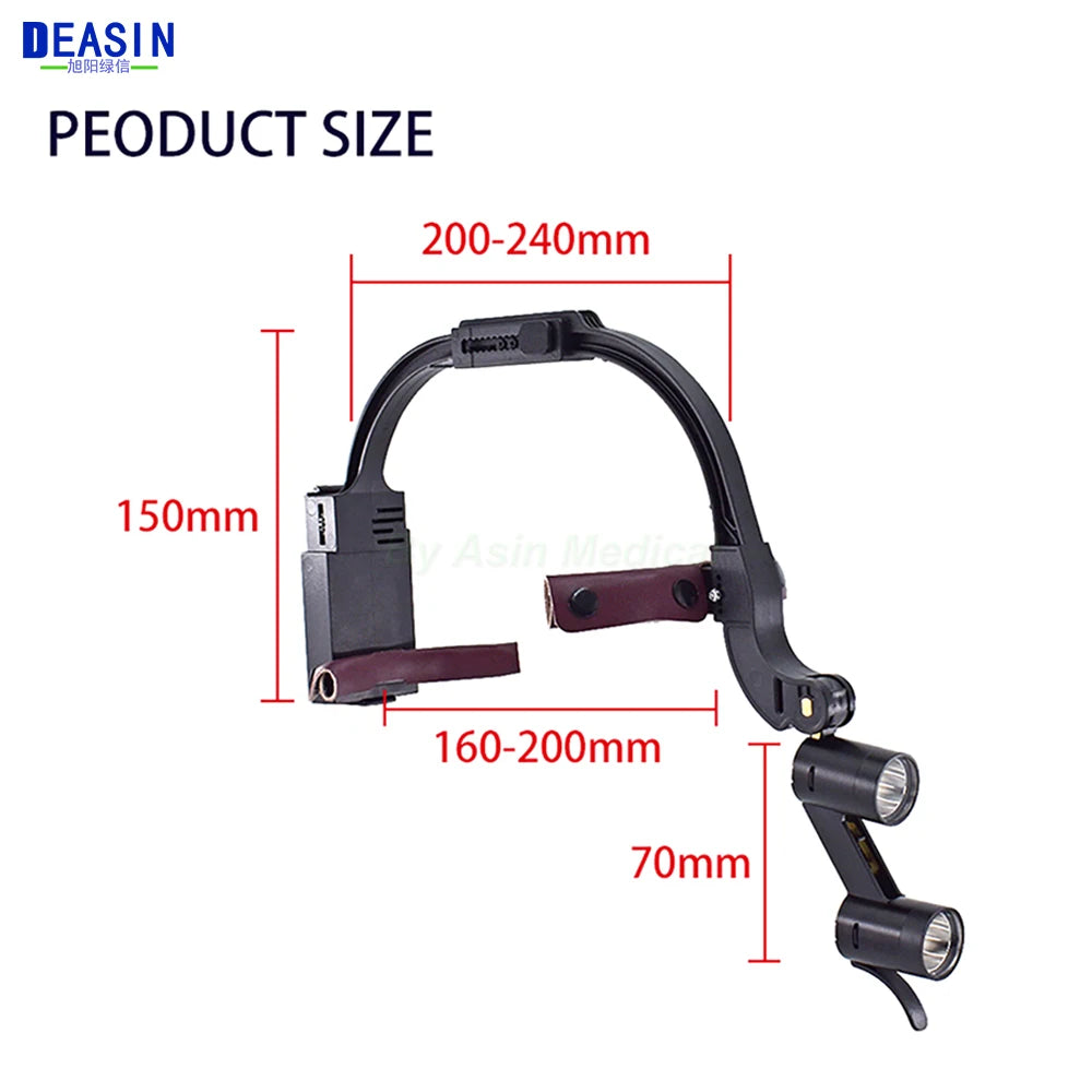 Dental LED Headlight Binocular Loupes Deasin 2.5X/3.5X Headband Ajustable 5W Dentist Surgical Headlamp Dentistry Magnifier