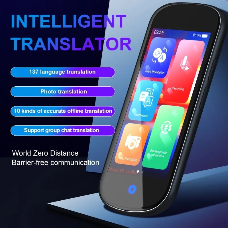 2023 V12 Real-time Voice Translator Portable Multi-country Offline Language Translation Real-time Intelligent Translate Device