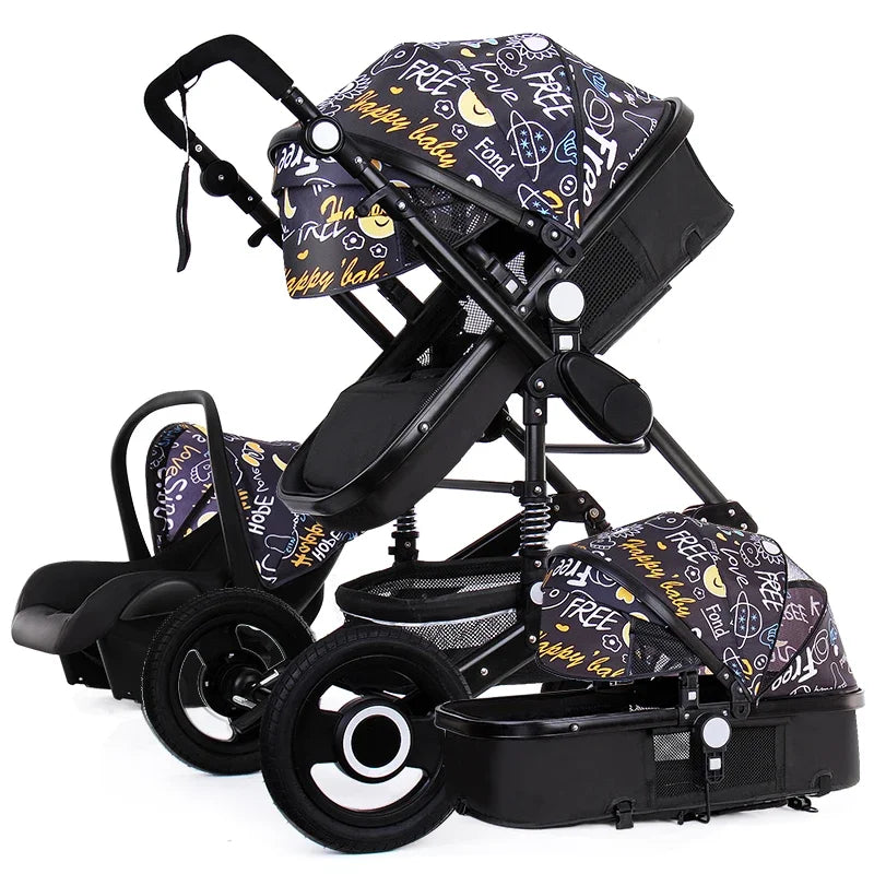 2023 High Landscape Baby Stroller 3 in 1 With Car Seat Luxury Travel Pram Newborn Car seat and Stroller Baby Carriage 7 Gifts