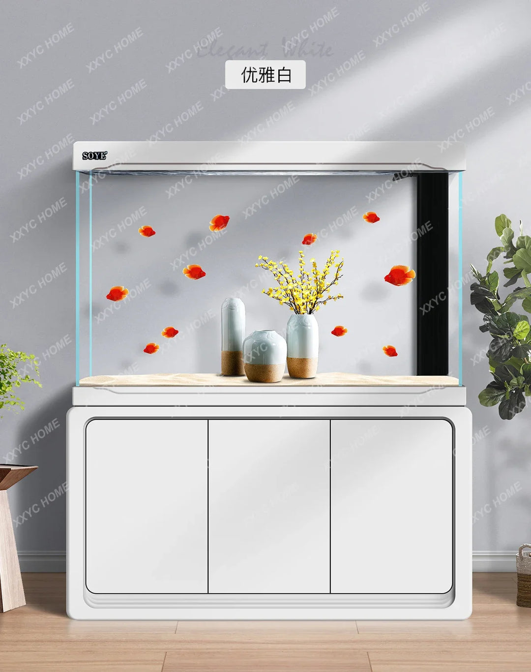 Living Room Large Super White Aquarium Ecological Partition Screens Smart Bottom Filter Home