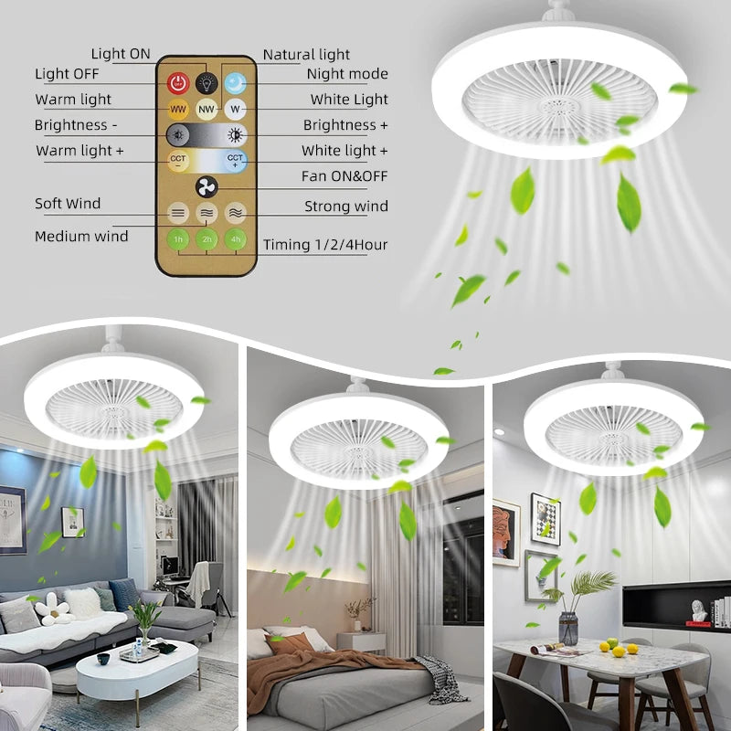 Luster Silent Ceiling Fan Light with Remote Lamp, E27 Control, Bedroom, Living, Home, Lighting Source, Ac85-265v  Ceiling Fan