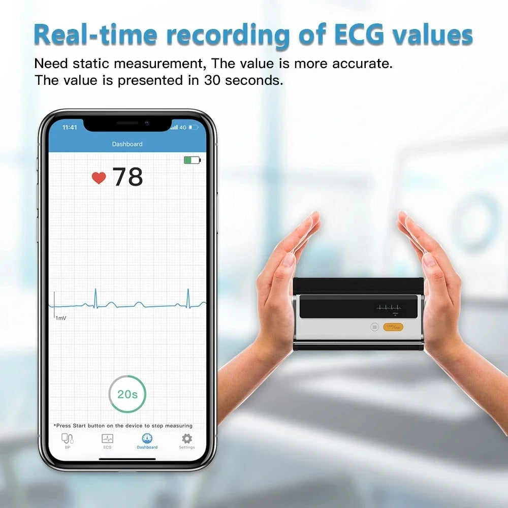 Wireless Bluetooth Blood Pressure Monitor With ECG Function Automatic Digital BP Machine Heart Rate Pulse EKG Support USB Charge