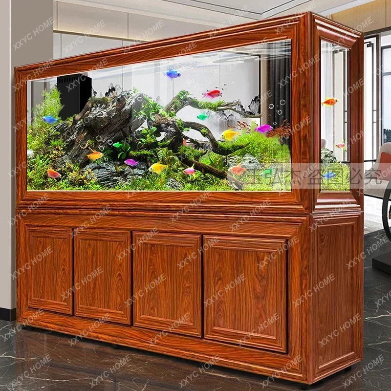 Chinese Fish Tank Living Room Screen Bottom Filter Large Dragon Fish Tank Lazy Change Water Ecological Aquarium