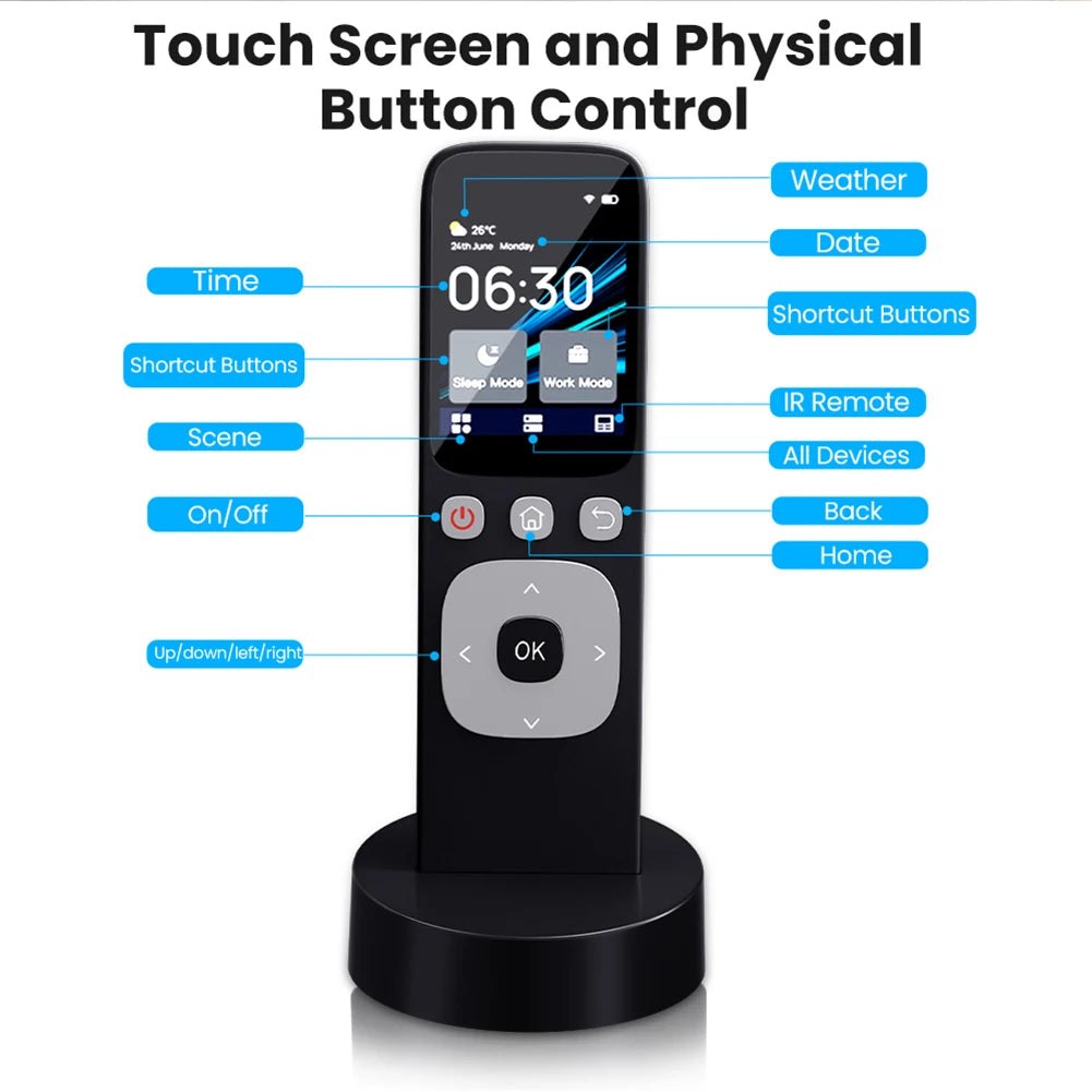 WiFi Home Appliance Center Control Wireless Touch Screen Handheld Remote Controller APP Remote Control USB Rechargeable 64MB RAM