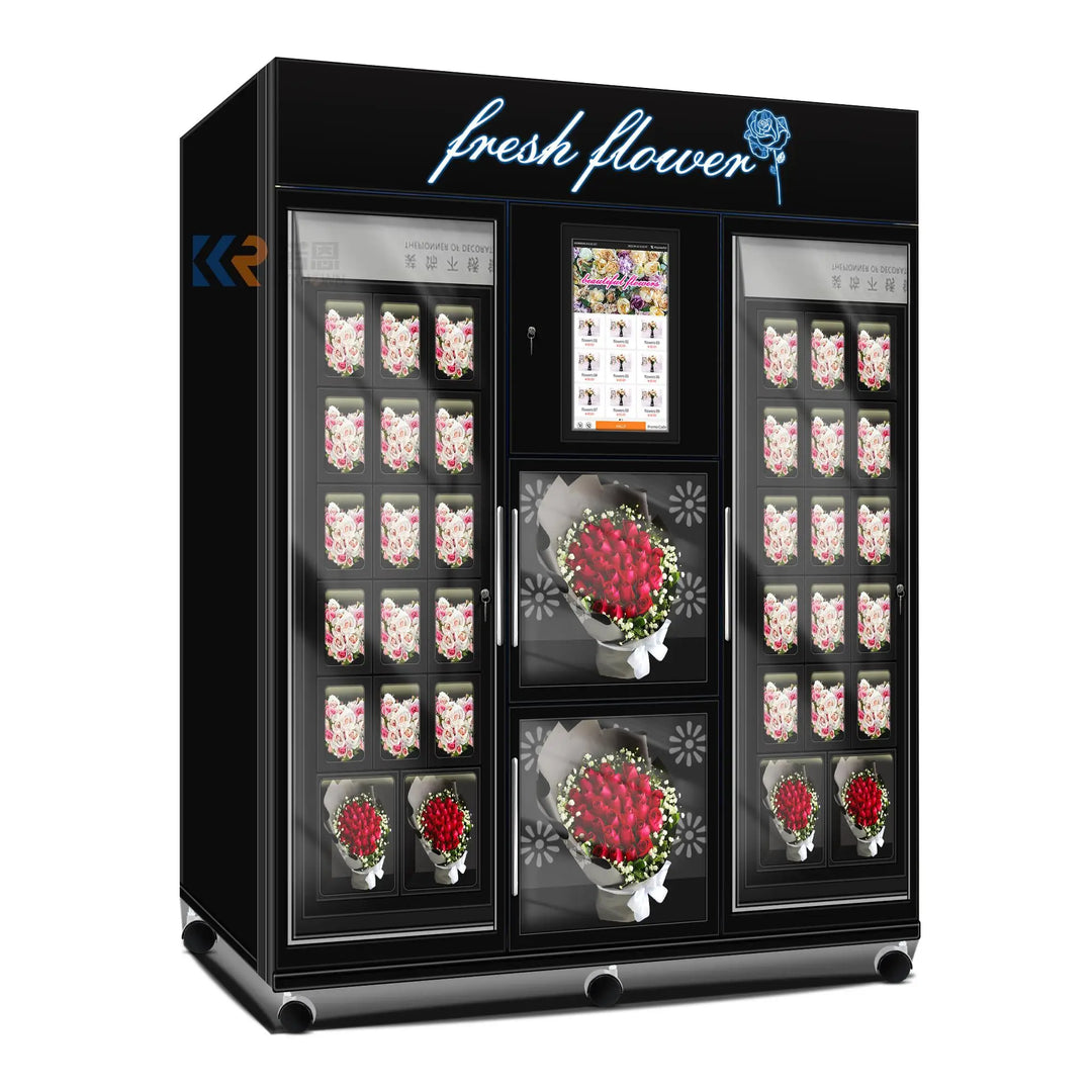 Factory Direct 16 Lockers Cut Flower Vending Machine With Top Led Sign HL-XHJ-Y-1A