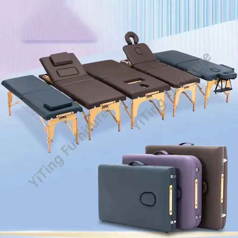 Wooden Folding Portable Massage Table Lash Tattoo Knead Massage Bed Physiotherapy Adjust Camilla Masaje Beauty Furniture KMMT