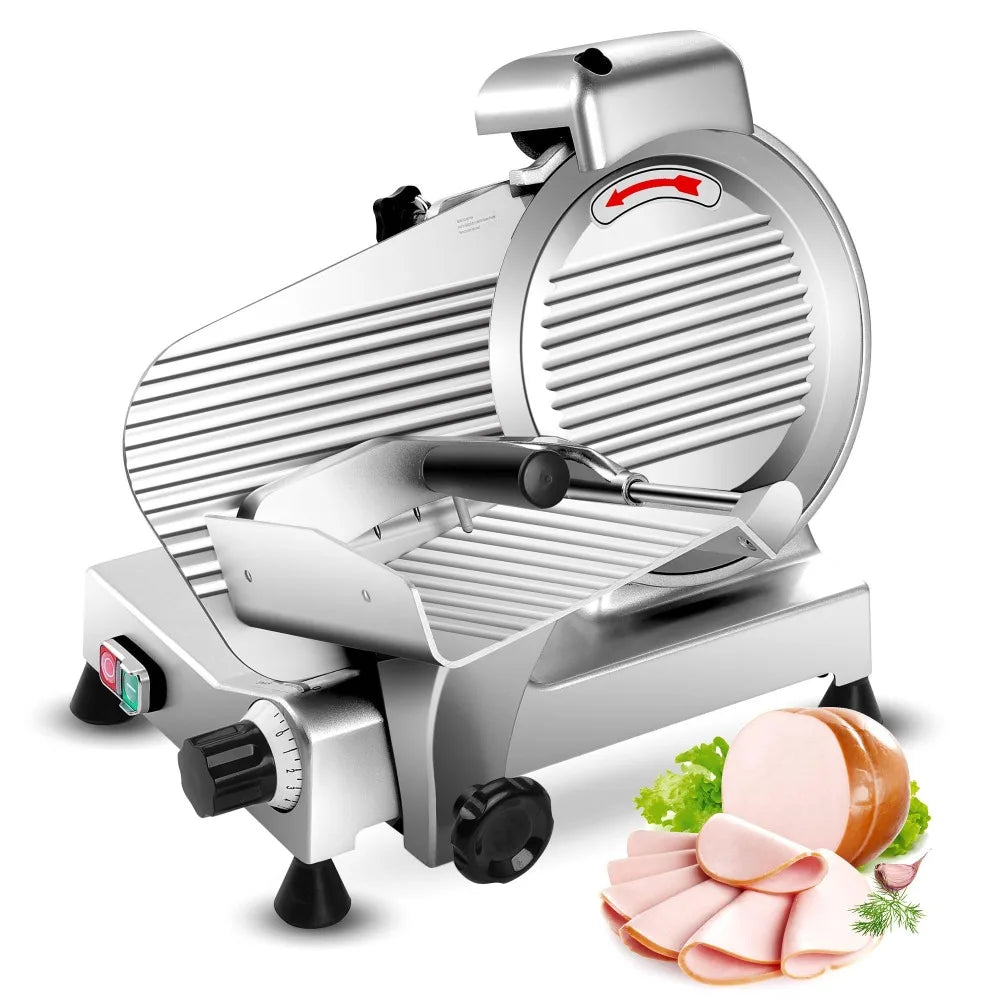 2024 New 10 Inch Commercial Meat Slicer, Frozen Meat Cheese Deli Slicer, Semi-Auto Foody Slicer for Commercial and Home Use