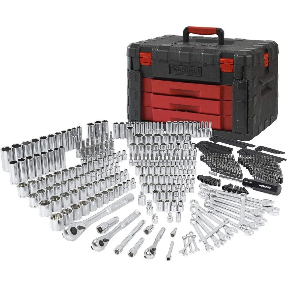 WORKPRO 450-Piece Mechanics Tool Set, Universal Professional Tool Kit with Heavy Duty Case Box