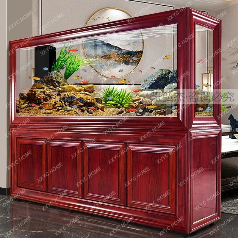 Chinese Fish Tank Living Room Screen Bottom Filter Large Dragon Fish Tank Lazy Change Water Ecological Aquarium