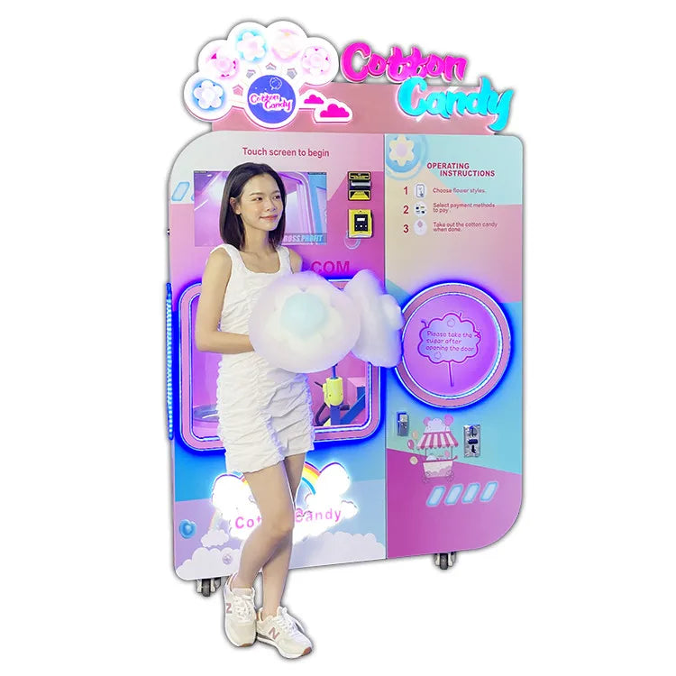 Brand New Floss Maker Pink With Bubble Cover Commercial Electric/perfect /full-automatic Cotton Candy Vending Machine