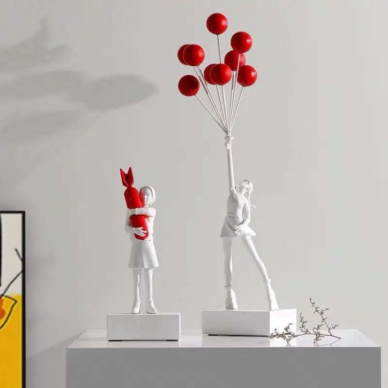 Banksy Banksy Balloon Girl Statue Bomb Girl Healing Sculpture Flying Balloon Girl England Art House Decoration Christmas Gift