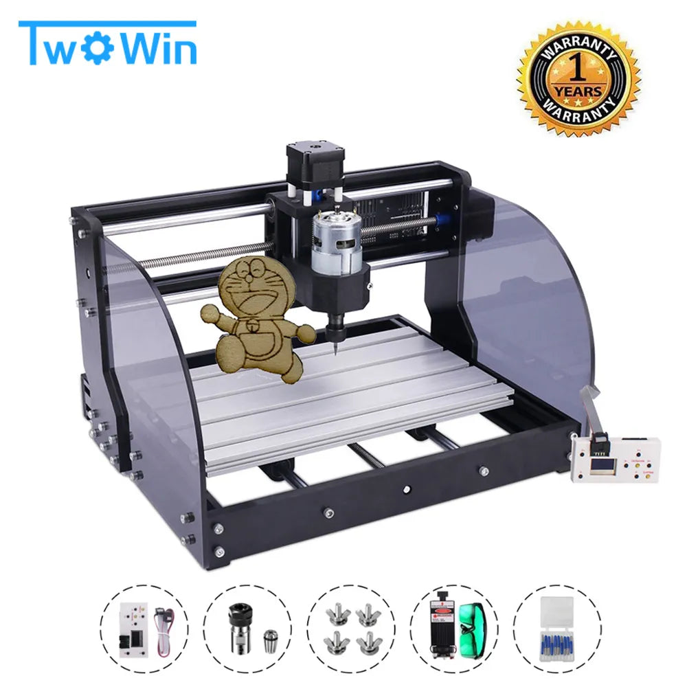 DIY CNC 3018 Pro Max Laser Engraving Machine GRBL Control Engraver Wood Router Work Area 30x18x4.5cm with Offline